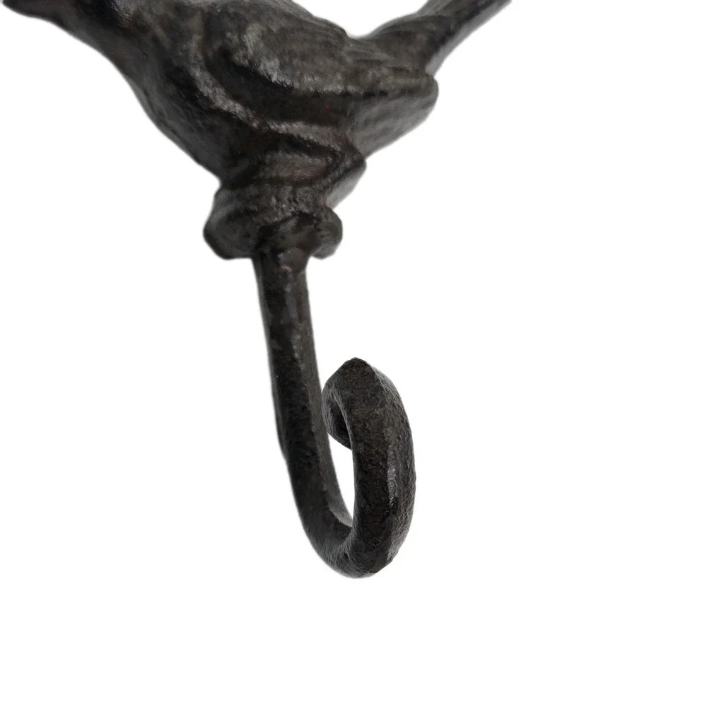 Bird Wall Hook Cast Iron Key Towel Coat Hanger Rustic‎ Farmhouse Decor Dk Brown